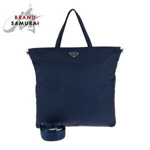 Prada Tessuto triangular logo plate Navy Blue nylon tote bag shoulder